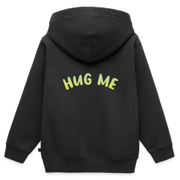 hug me - Kinder Premium Organic Zip Hoodie - Schwarz - Hinten - AI Model Kid Male (0cm)
