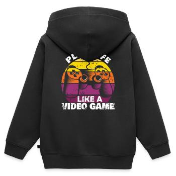 Play Life like a Video Game PC und Konsolengamer - Kinder Premium Organic Zip Hoodie - Schwarz - Hinten - AI Model Kid Male (0cm)