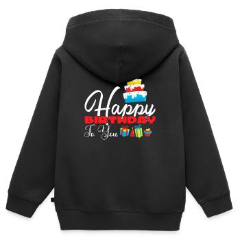 Équipe Joyeux anniversaire à vous gâteau Équipe d’anniversaire - Sweat Premium à capuche zippé enfant bio - noir - Dos - AI Model Kid Male (0cm)