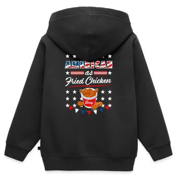 As American As Fried Chicken Lustig USA Design - Kinder Premium Organic Zip Hoodie - Schwarz - Hinten - AI Model Kid Male (0cm)