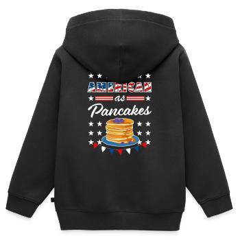 As American As Pancakes 4th of July USA - Kinder Premium Organic Zip Hoodie - Schwarz - Hinten - AI Model Kid Male (0cm)