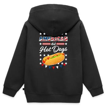 As American As Hot Dogs 4th of July USA - Kinder Premium Organic Zip Hoodie - Schwarz - Hinten - AI Model Kid Male (0cm)