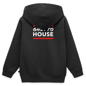 Ghetto House Music Minimalist Booty House - Sweat Premium à capuche zippé enfant bio - noir - Dos - AI Model Kid Male (0cm)