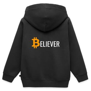 Bitcoin Croyant BTC - Sweat Premium à capuche zippé enfant bio - noir - Dos - AI Model Kid Male (0cm)