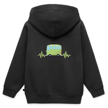 Auto - Wagen - Herzschlag - Autobus - Style - Kinder Premium Organic Zip Hoodie - Schwarz - Hinten - AI Model Kid Male (0cm)