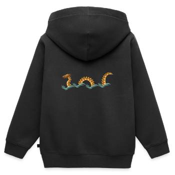 Monstre de la mer jaune, conception du serpent de mer jaune - Sweat Premium à capuche zippé enfant bio - noir - Dos - AI Model Kid Male (0cm)