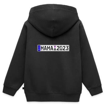 Mama 2023 Mutter werden Nummernschild - Kinder Premium Organic Zip Hoodie - Schwarz - Hinten - AI Model Kid Male (0cm)