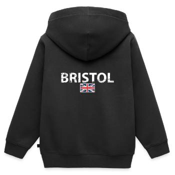 Bristol UK Vintage British Flag British - Kids Premium Organic Zip-up Hoodie - black - Back - AI Model Kid Male (0cm)