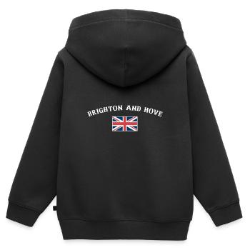 Brighton And Hove UK British Flag British - Kids Premium Organic Zip-up Hoodie - black - Back - AI Model Kid Male (0cm)