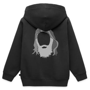 Bart Haare und Frisur, schöner Mann, lange Haare - Kinder Premium Organic Zip Hoodie - Schwarz - Hinten - AI Model Kid Male (0cm)