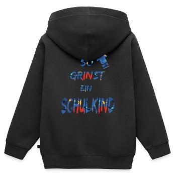 Schulkind grinst - Einschulung - Bl - Kinder Premium Organic Zip Hoodie - Schwarz - Hinten - AI Model Kid Male (0cm)