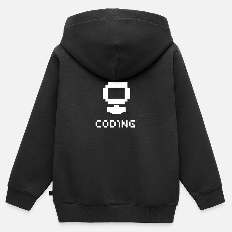 Coding - Kinder Premium Organic Zip Hoodie - Schwarz