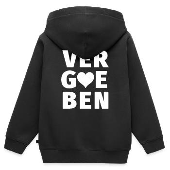 Vergeben für Paar / Paare! - Kinder Premium Organic Zip Hoodie - Schwarz - Hinten - AI Model Kid Male (0cm)