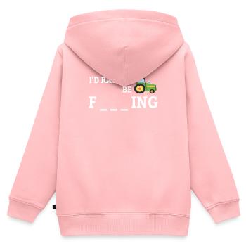 Tracteur agricole ferme cadeau drôle - Sweat Premium à capuche zippé enfant bio - rose - Dos - AI Model Kid Female (0cm)