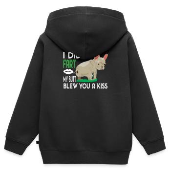 Französische Bulldogge Rassehunde Züchter - Kinder Premium Organic Zip Hoodie - Schwarz - Hinten - AI Model Kid Male (0cm)