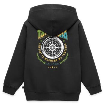 Tansania - Kinder Premium Organic Zip Hoodie - Schwarz - Hinten - AI Model Kid Male (0cm)