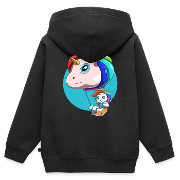 Une montgolfière amusante comme licorne - Sweat Premium à capuche zippé enfant bio - noir - Dos - AI Model Kid Male (0cm)