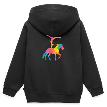 Voltigieren Pferde Reiten Reitsport Reiterin - Kinder Premium Organic Zip Hoodie - Schwarz - Hinten - AI Model Kid Male (0cm)