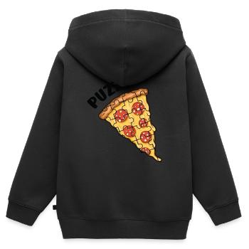Pizza Stück Puzzle Puzzles Rätsel - Kinder Premium Organic Zip Hoodie - Schwarz - Hinten - AI Model Kid Male (0cm)