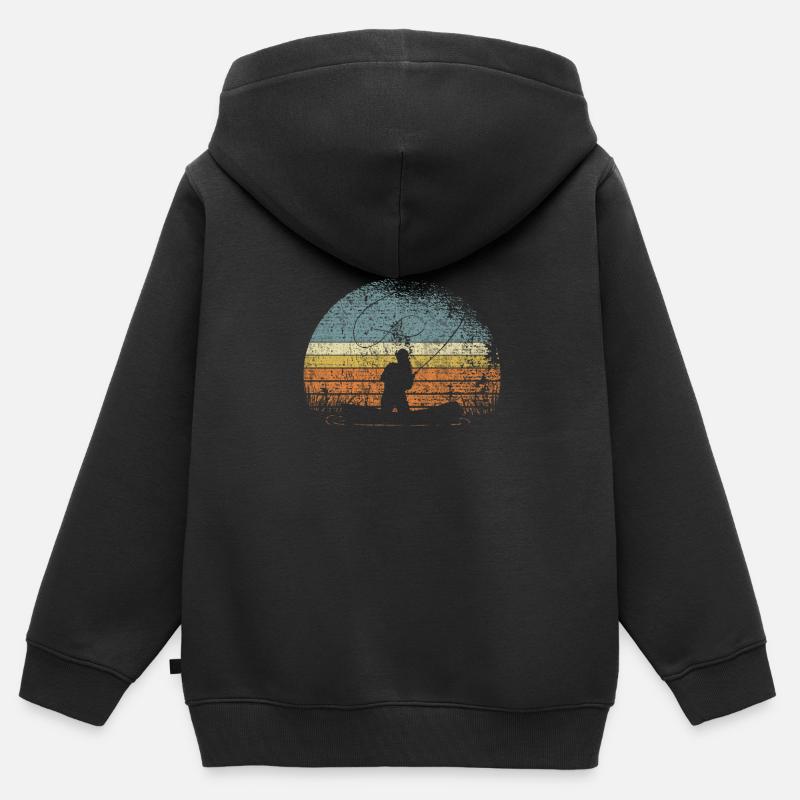 Pêche - Sweat Premium à capuche zippé enfant bio - noir