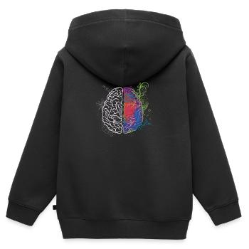 brain - Kids Premium Organic Zip-up Hoodie - black - Back - AI Model Kid Male (0cm)