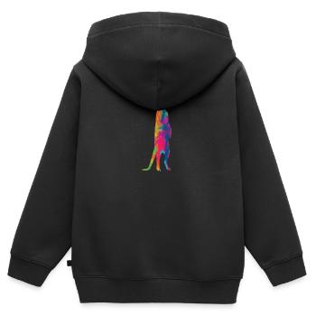 Suricates - Sweat Premium à capuche zippé enfant bio - noir - Dos - AI Model Kid Male (0cm)