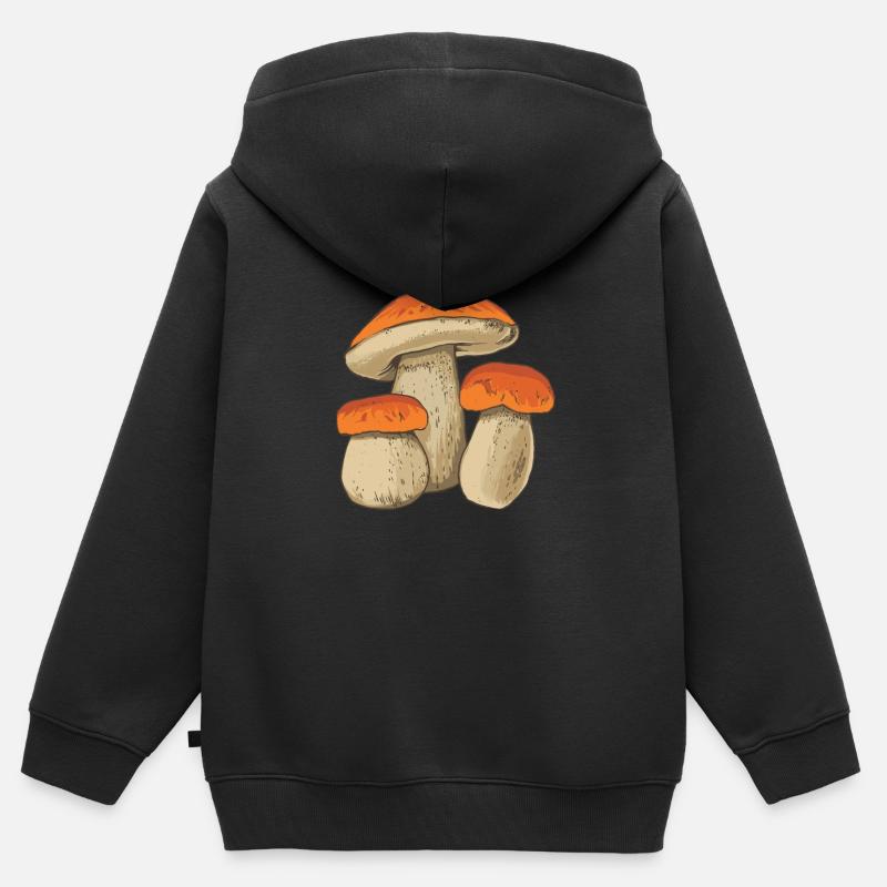 Cueilleur de champignons Champignons Champignons Cèpes Champignons Chercheurs de champignons - Sweat Premium à capuche zippé enfant bio - noir