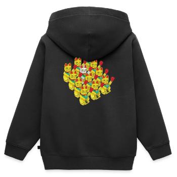 ARMÉE DE CHATS BOXEURS - Sweat Premium à capuche zippé enfant bio - noir - Dos - AI Model Kid Male (0cm)