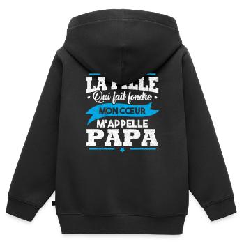 La fille qui fait fondre mon cœur m appelle papa - Sweat Premium à capuche zippé enfant bio - noir - Dos - AI Model Kid Male (0cm)