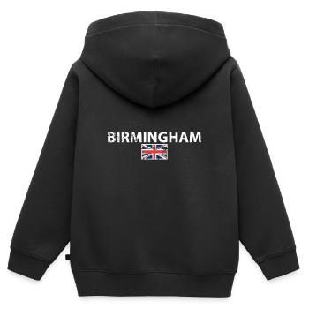 Birmingham Großbritannien Vintage Britische Flagge - Kinder Premium Organic Zip Hoodie - Schwarz - Hinten - AI Model Kid Male (0cm)