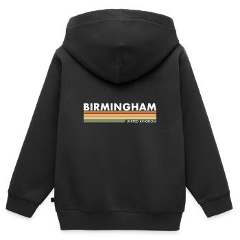 Birmingham UK British British - Kids Premium Organic Zip-up Hoodie - black - Back - AI Model Kid Male (0cm)