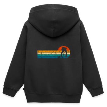 Eis Curling Curler Eisstockschießen Retro Geschenk - Kinder Premium Organic Zip Hoodie - Schwarz - Hinten - AI Model Kid Male (0cm)