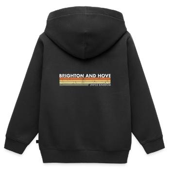 Brighton And Hove UK Vintage British British - Kids Premium Organic Zip-up Hoodie - black - Back - AI Model Kid Male (0cm)