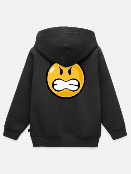 Smiley angry - Kinder Premium Organic Zip Hoodie - Schwarz