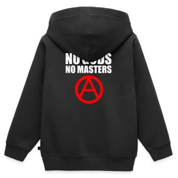 No Gods No Masters Anarchist Anarchy Atheism - Kids Premium Organic Zip-up Hoodie - black - Back - AI Model Kid Male (0cm)