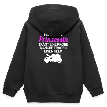 Motorradfahrerin Bikerin Prinzessin Motorrad Bike - Kinder Premium Organic Zip Hoodie - Schwarz - Hinten - AI Model Kid Male (0cm)