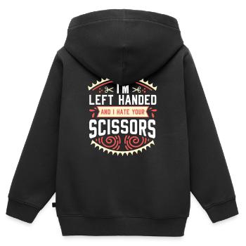 Ciseaux Gaucher Gaucher Gaucher - Sweat Premium à capuche zippé enfant bio - noir - Dos - AI Model Kid Male (0cm)