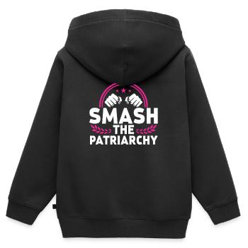 briser le féminisme du patriarcat en disant féminisme - Sweat Premium à capuche zippé enfant bio - noir - Dos - AI Model Kid Male (0cm)