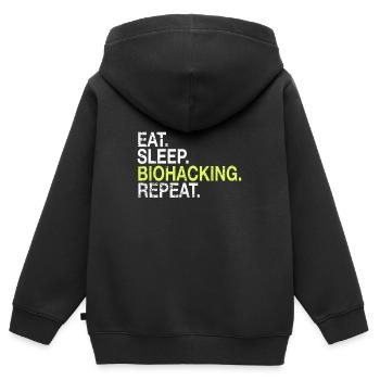 Eat Sleep Biohacking Repeat Biohacker Cadeau - Sweat Premium à capuche zippé enfant bio - noir - Dos - AI Model Kid Male (0cm)