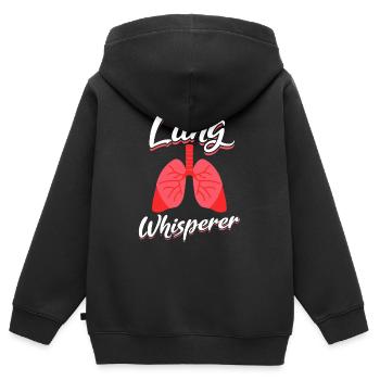 Lung Whisperer Lunge Respiratory Therapist Gift - Kinder Premium Organic Zip Hoodie - Schwarz - Hinten - AI Model Kid Male (0cm)