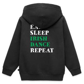 Eat Sleep Irish Dance Repeat Tanzen Tänzer Irland - Kinder Premium Organic Zip Hoodie - Schwarz - Hinten - AI Model Kid Male (0cm)