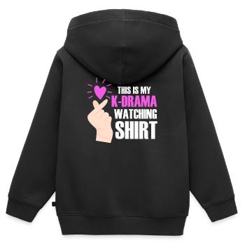 K-Drama Addict KDrama Corée du Sud Coréen Asiatique - Sweat Premium à capuche zippé enfant bio - noir - Dos - AI Model Kid Male (0cm)