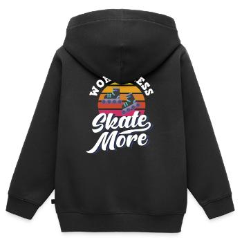 Fille en ligne patins à roulettes patinage à roulettes - Sweat Premium à capuche zippé enfant bio - noir - Dos - AI Model Kid Male (0cm)