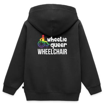 Rollstuhl Rollstuhlfahrer Handicap LGBT Humor - Kinder Premium Organic Zip Hoodie - Schwarz - Hinten - AI Model Kid Male (0cm)