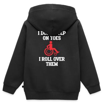 Rollstuhl Rollstuhlfahrer Handicap Rolli Humor - Kinder Premium Organic Zip Hoodie - Schwarz - Hinten - AI Model Kid Male (0cm)