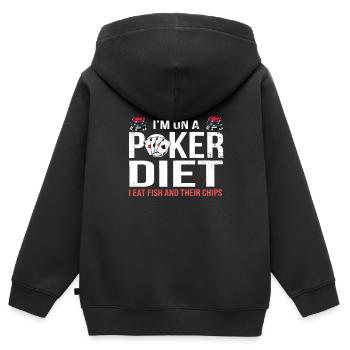 Poker Spieler Pokern Kartenspiel Karten Spiel - Kinder Premium Organic Zip Hoodie - Schwarz - Hinten - AI Model Kid Male (0cm)