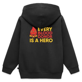 Blood donation blood donor blood donor donation - Kids Premium Organic Zip-up Hoodie - black - Back - AI Model Kid Male (0cm)