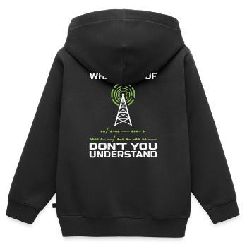Radio amateur Ham Radio Radio Radio Amateufunker - Sweat Premium à capuche zippé enfant bio - noir - Dos - AI Model Kid Male (0cm)