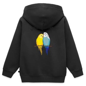 Wellensittich - Kinder Premium Organic Zip Hoodie - Schwarz - Hinten - AI Model Kid Male (0cm)