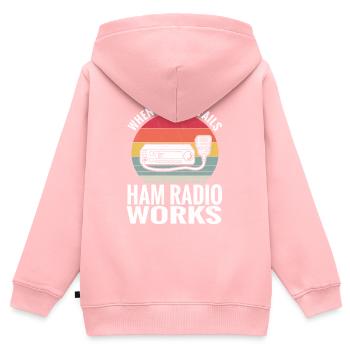 Radio amateur Ham Radio Radio Radio Amateufunker - Sweat Premium à capuche zippé enfant bio - rose - Dos - AI Model Kid Female (0cm)